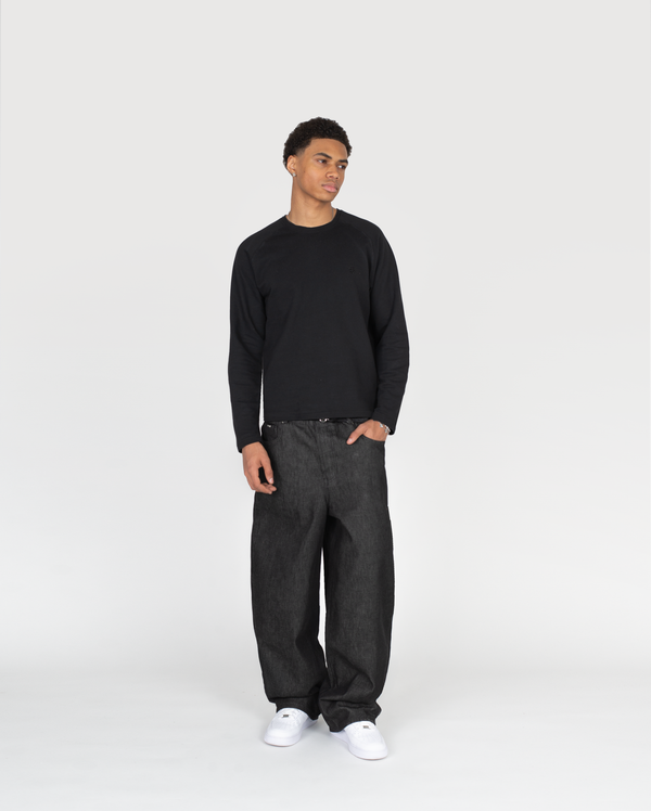 ZIP RAW DENIM - BLACK