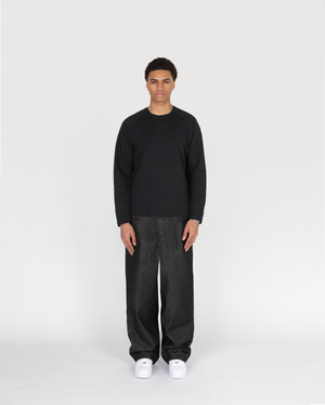 ZIP RAW DENIM - BLACK