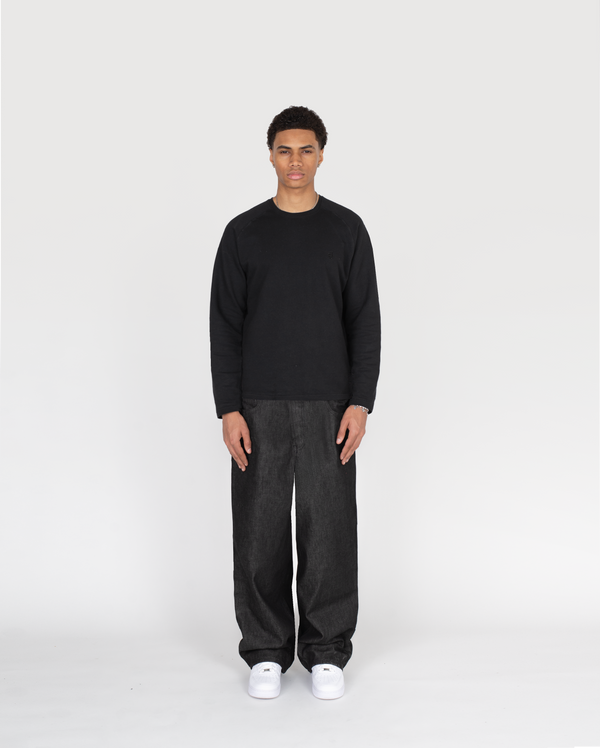 ZIP RAW DENIM - BLACK