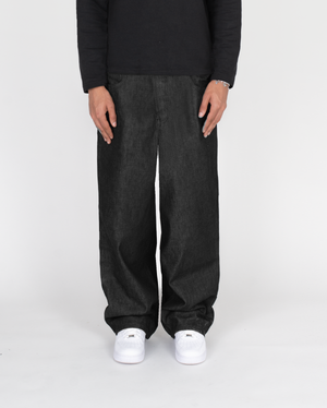 ZIP RAW DENIM - BLACK