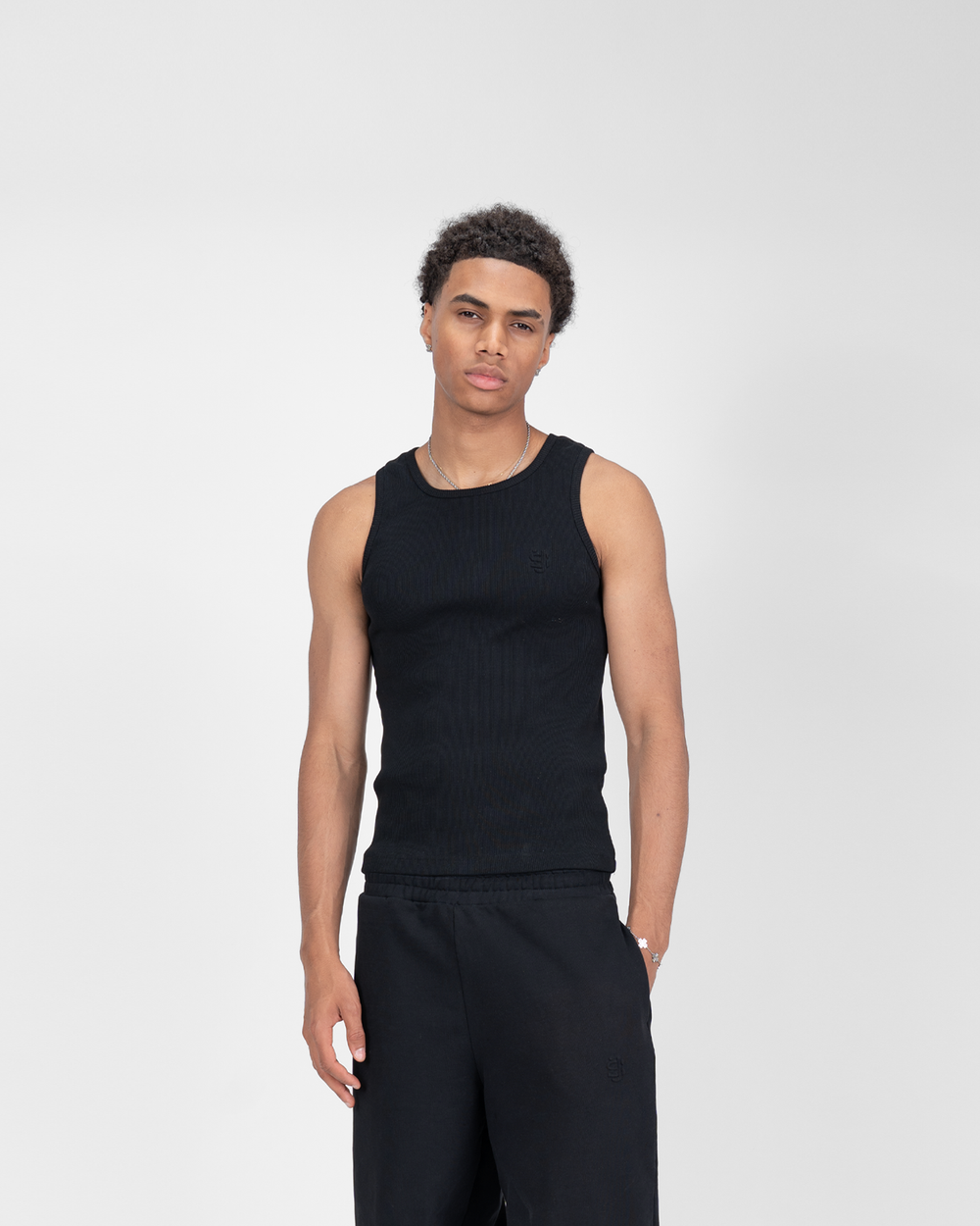 HEAVY RIB TANK TOP - BLACK