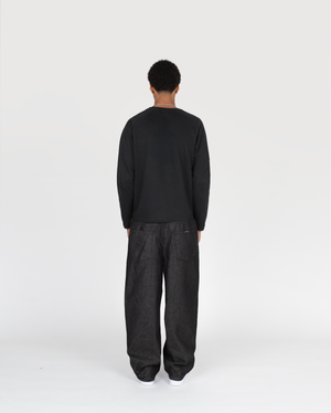 ZIP RAW DENIM - BLACK