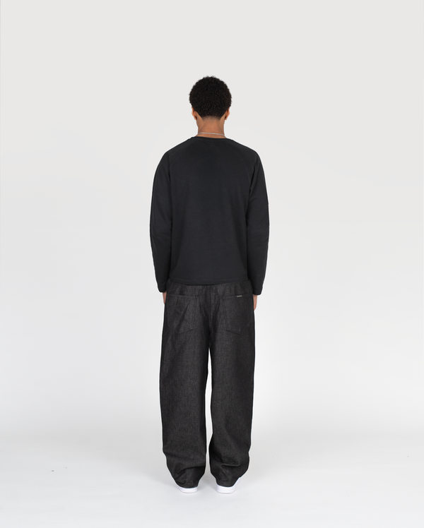 ZIP RAW DENIM - BLACK